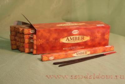 Купить 189Am - Благовония HEM sq Amber  аромапалочки Амбер. Интернет-магазин