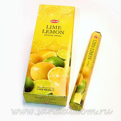 Купить 186LIL - Благовония HEM Hexa LIME LEMON аромапалочки Лимон  (разновидность. Синоним: цитрус померанцеволистный). Интернет-магазин