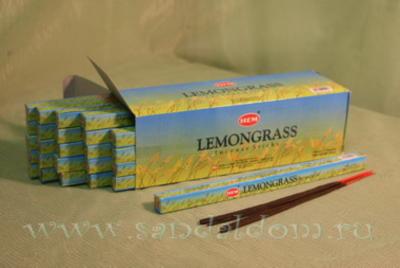 Купить 189Le - Благовония HEM sq Lemongrass   аромапалочки Лимонник (синонимы: цимбопогон, лимонное сорго, челнобородник, бородач лимонный). Интернет-магазин