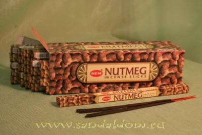 Купить 189Nu - Благовония HEM sq Nutmeg аромапалочки Мускатный орех (реально - запах миндаля). Интернет-магазин