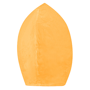 Сделанный вручную из специально обработанной рисовой бумаги, оранжевый конусный Шар Чудес (40х108х70 см) олицетворяет энергию, жизнелюбие, позитив.