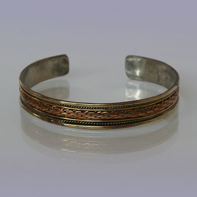 Браслет-оберег узор с медью узкий ~10mm