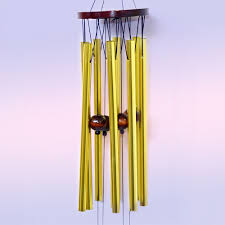 Музыка Ветра золотые трубки, 9 трубок, h трубки 24 см.