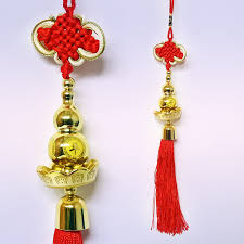 Подвеска Узел Удачи и Тыква-горлянка на Лотосе, 35 см.