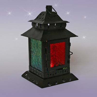 Фонарь подсвечник A290 С двойной пагодой металл/стекло  h=19см