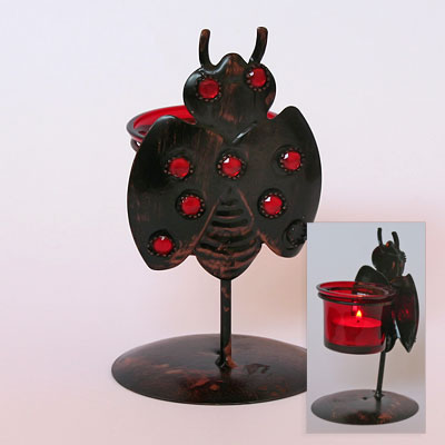 Подсвечник A338 Божья коровка h=13sm (металл, стекло)