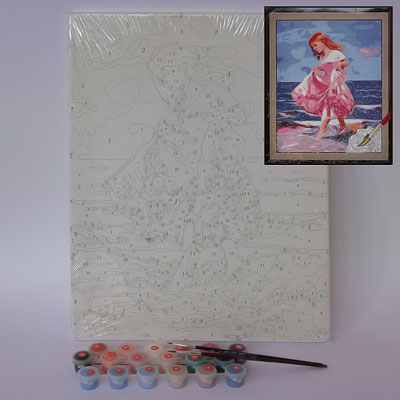 Картина раскраска для рисования A371 Девушка у моря 30*40см (дерево, ткань) ― Сандаловый Дом СПб - Интернет-магазин