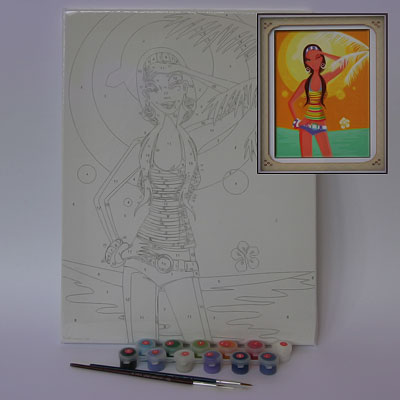 Картина раскраска A372 Девушка на закате 30*40см (дерево, ткань) ― Сандаловый Дом СПб - Интернет-магазин