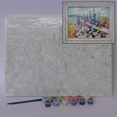 Картина раскраска A373 Цветы 30*40см (дерево, ткань) ― Сандаловый Дом СПб - Интернет-магазин
