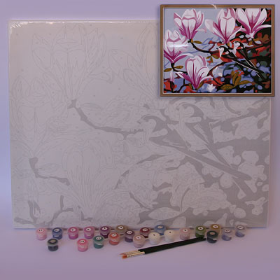 Картина раскраска A376 Цветы 40*50см (дерево, ткань) ― Сандаловый Дом СПб - Интернет-магазин