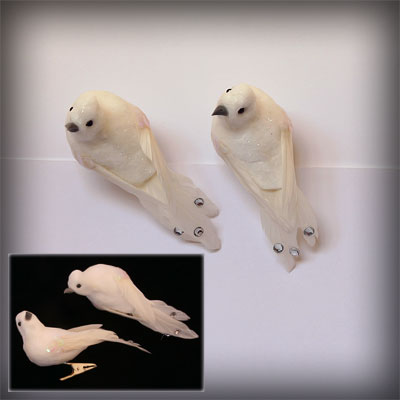 Голуби A54 белые со стразами L=10sm