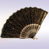 Веер для испанских танцев (чёрный с золотом) 23cm