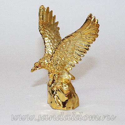 Орёл на камне Q0224  под золото h-10cm