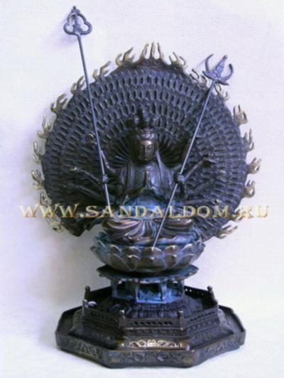 Гуань Инь QT30430MR богиня милосердия на лотосе h~23cm бронза