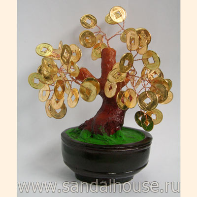 Денежное дерево Фен-Шуй с монетами