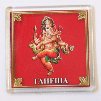 Магнит Фен-Шуй квадрат NEM-05 ГАНЕША ТАНЦУЮЩИЙ