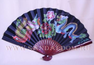 Опахало 20" птица-дракон/черный