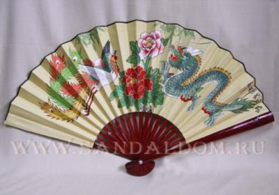 Опахало 20" птица-дракон/желтый 