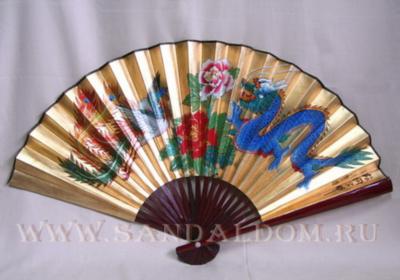 Опахало 20" Gold Феникс-дракон 