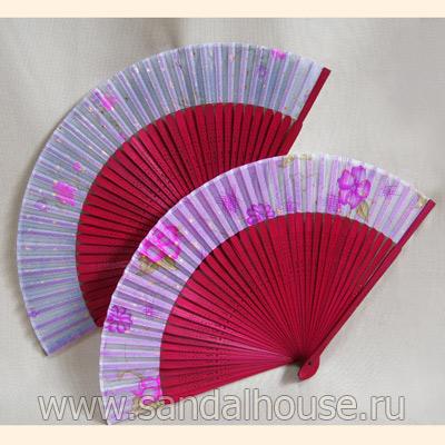Веер складной шелк+бамбук