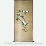Панно на рисовой соломке 40x118sm ПИОН И ДВЕ ПТИЧКИ