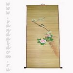 Панно на рисовой соломке 50x150sm ДВЕ ПТИЧКИ И ЦВЕТЫ