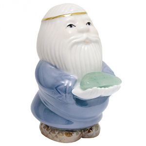 Дед-оберег с камнем - авантюрин зеленый, фарфоровый, 8 см 