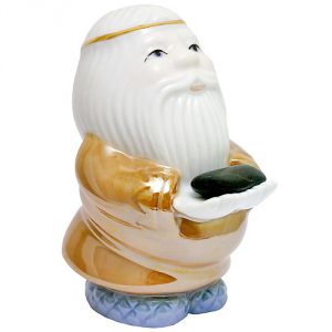 Дед-оберег с камнем - соколиный глаз, фарфоровый, 10 см 