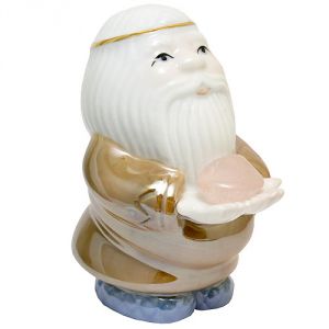 Дед-оберег с камнем - розовый кварц, фарфоровый, 12 см