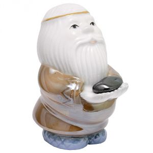 Дед-оберег с камнем - гематит, фарфоровый, 10 см 