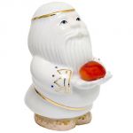 Дед-оберег с камнем - агат красный, фарфоровый, 10 см 