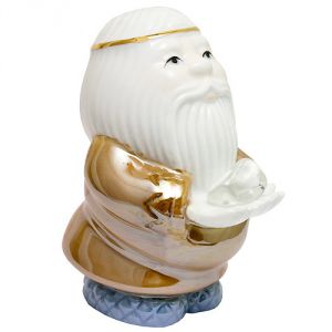 Дед-оберег с камнем - горный хрусталь, фарфоровый, 12 см