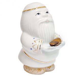 Дед-оберег с камнем - тигровый глаз, фарфоровый, 12 см