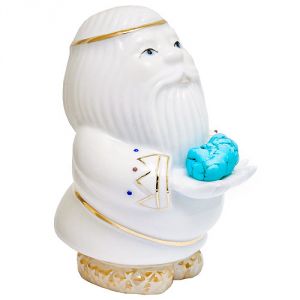 Дед-оберег с камнем - бирюза,фарфоровый, 10 см