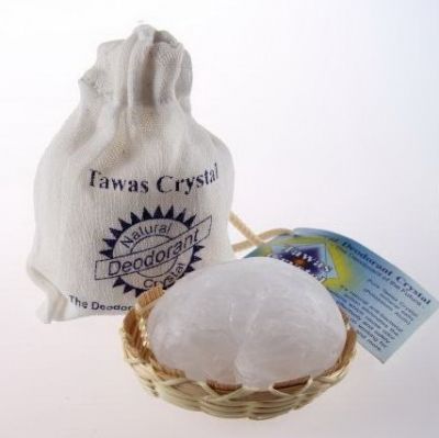 Кристалл-минеральный дезодорант в бамбуковой корзинке и х/б мешочке