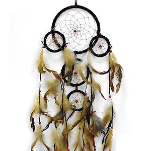 Ловушка снов с перьями, пять кругов. d 16 см., 9 см., 7 см.