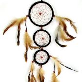 Ловушка снов с тремя кругами и перьями. d 13 см., 8 см., 6 см.
