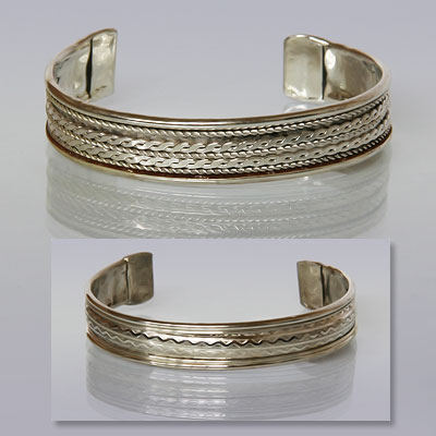 Браслет тонкий, белый металл, Индия, h-1 см.