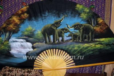 Опахало Тайское 50" Слоны