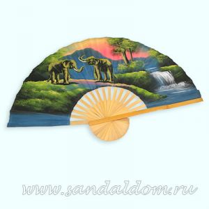Опахало Тайское 35" 88см Слоны