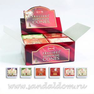 185PAs - БЛАГОВОНИЯ конусы HEM cones Precious Assorted Pack  аромапалочки в конусах Набор