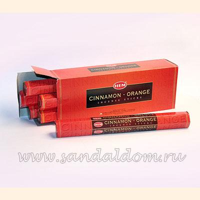 Купить 186CO - Благовония HEM Hexa CINNAMON-ORANGE аромапалочки Корица-Апельсин. Интернет-магазин