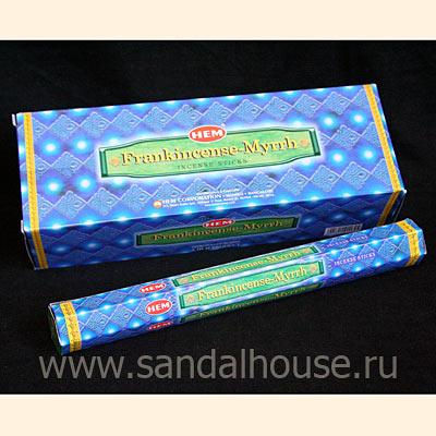 Купить 186FM - Благовония HEM Hexa FRANKINCENSE-MYRRH аромапалочки Ладан с миррой. Интернет-магазин