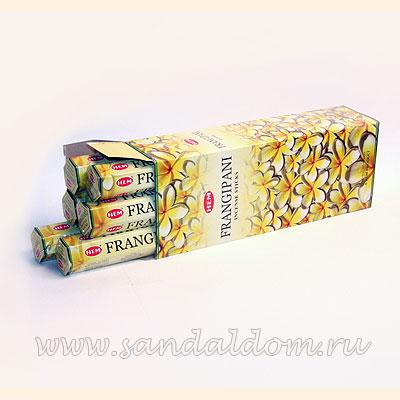 Купить 186FR - Благовония HEM Hexa FRANGIPANI аромапалочки Франжипани  (индийское название цветка Плумерии - цветочного  тропического куста). Интернет-магазин