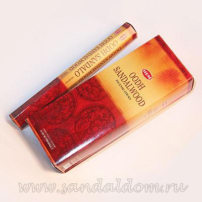 Купить 186OOS - Благовония HEM Hexa OODH-SANDALWOOD аромапалочки Сандал с агаром ( Оуд, синоним: агар (агарвуд), смола вечнозелёного дерева из Юго-Восточной Азии). Интернет-магазин