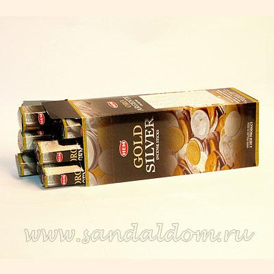 Купить 186SIG - Благовония HEM Hexa SILVER and GOLD аромапалочки Серебро и золото. Интернет-магазин