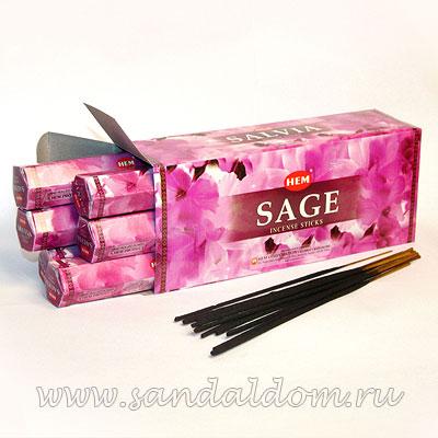 Купить 186Sag - Благовония HEM Hexa SAGE аромапалочки Шалфей (в данном случае) (омоним sage - мудрец). Интернет-магазин