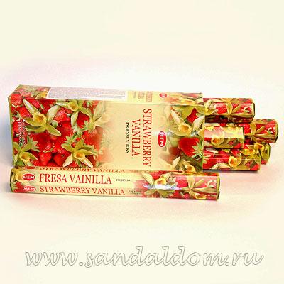 Купить 186VAS - Благовония HEM Hexa VANILLA -STRAWBERY аромапалочки Ваниль с клубникой. Интернет-магазин