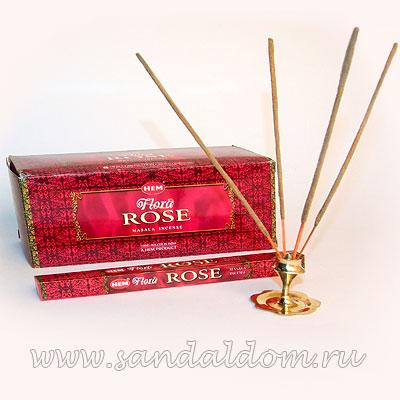 Купить 189FRM - Благовония HEM sq Flora Rose Masala  аромапалочки Роза  (натуральная серия). Интернет-магазин