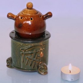 Аромалампа Волшебный горшочек на камине 12см керамика-глазурь